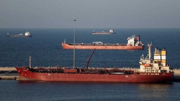 FILE PHOTO: Luojiashan tanker sits anchored in Muscat, as Iran vows to close the Strait of Hormuz, in Muscat