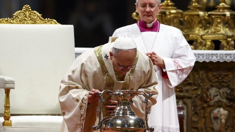 Pope Leo XIV leads the Chrism Mass in St. Peter's Basilica at the Vatican