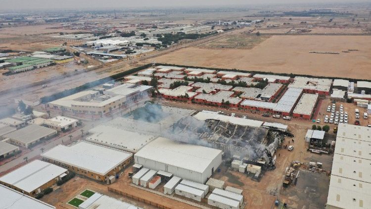 FILE PHOTO: A drone view shows damage at storage facilities belonging to foreign oil companies west of Basra