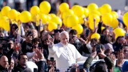 FILE PHOTO: Pope Leo XIV holds a general audience in Saint Peter's Square at the Vatican