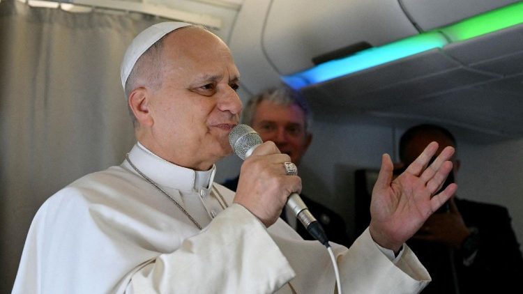 The Pope aboard the papal flight