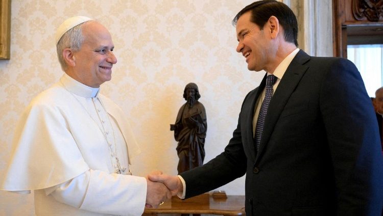FILE PHOTO: Pope Leo XIV meets U.S Vice President JD Vance and U.S. Secretary of State Rubio at the Vatican