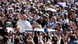 Pope Leo XIV holds the weekly general audience in St. Peter's Square at the Vatican