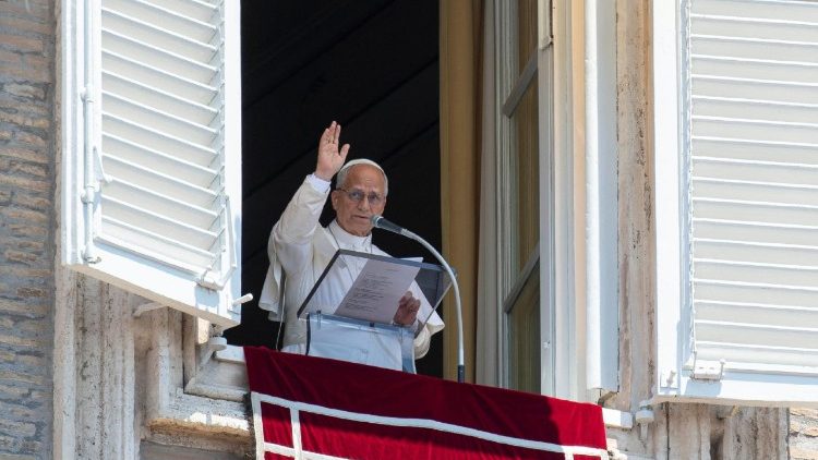 Pope Leo leads the Angelus prayer at the Vatican