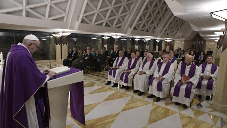 Pope Francis reflects on the readings during the morning Mass at Casa Santa 