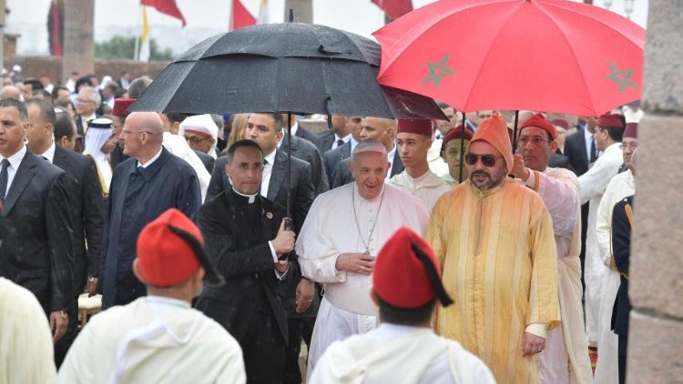 Le Pape Fran&ccedil;ois et le roi Mohammed VI. 