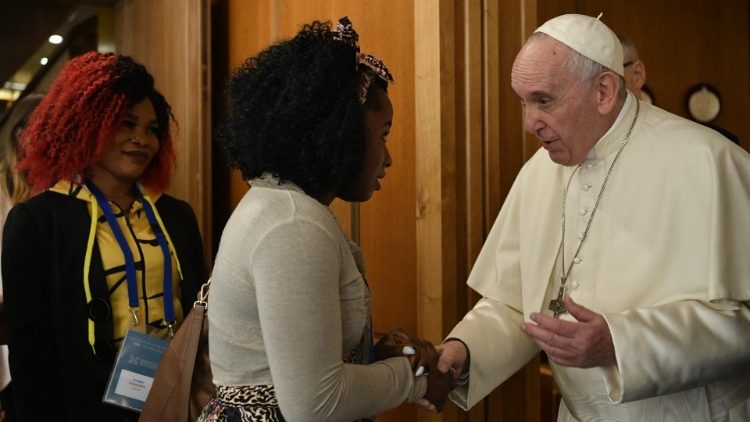 Papst Franziskus 2019 bei einer Tagung gegen Menschenhandel im Vatikan