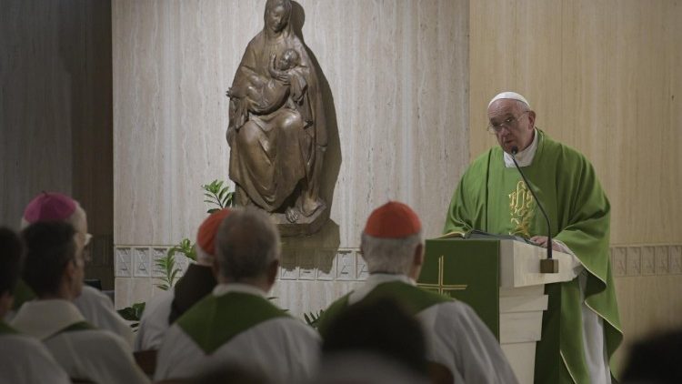 Pope Francis preaches at Mass on Thursday