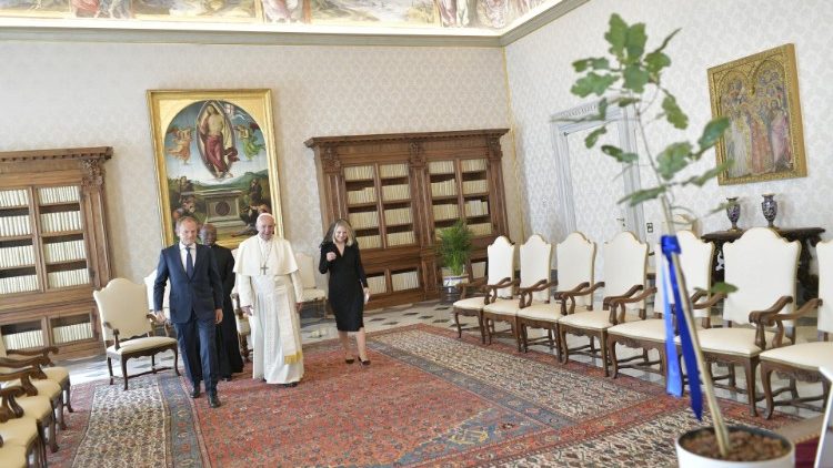 Donald Tusk na audiencji u papieża Franciszka 10 maja 2019 r.