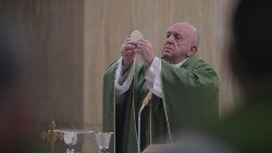 Pope Francis during his daily Mass at the Casa Santa Marta