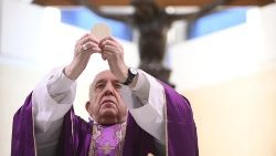 Pope Francis celebrates Mass at the Casa Santa Marta