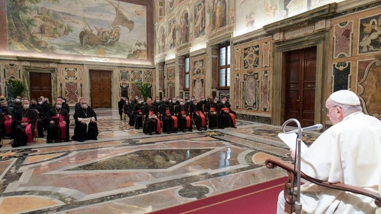 Pope Francis addressing members of the DDF in 2022
