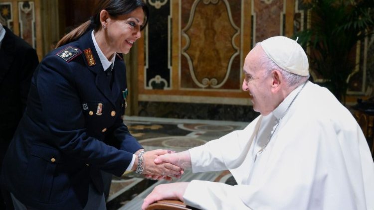 Pope Francis meeting the staff of the Italian Central Anti-Crime Directorate 