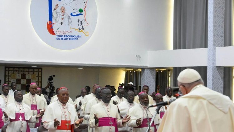 Папа Франциск на встрече с епископатом ДРК (Киншаса, 3 февраля 2023 г. )