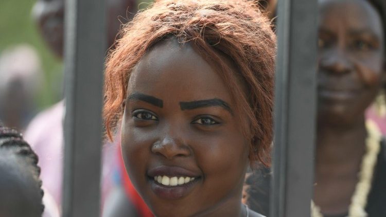 A South Sudanese girl attends a papal event in Juba