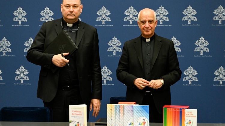 Archbishop Rino Fisichella and Monsignor Graham Bell at the press conference on the Jubilee initiatives