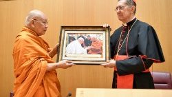 The Venerable Somdet Phra Mahathirachan with Cardinal Miguel Ángel Ayuso