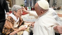 Pope Francis blesses an elderly lady (file photo)