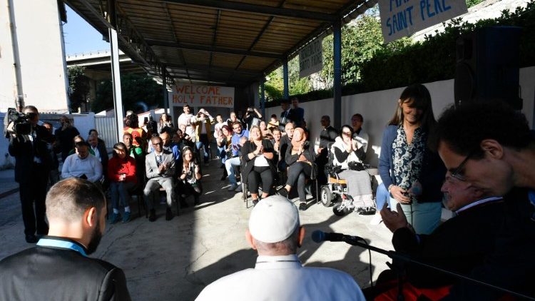 François à Marseille, samedi 23 septembre, dans la Maison des Missionnaires de la Charité. 