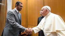 바티칸에서 프란치스코 교황과 제28차 유엔기후변화협약 당사국총회(COP28) 의장 술탄 알 자베르의 만남