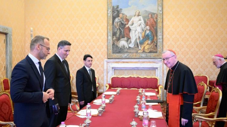 Denis Bećirović with Cardinal Parolin and Archbishop Gallagher