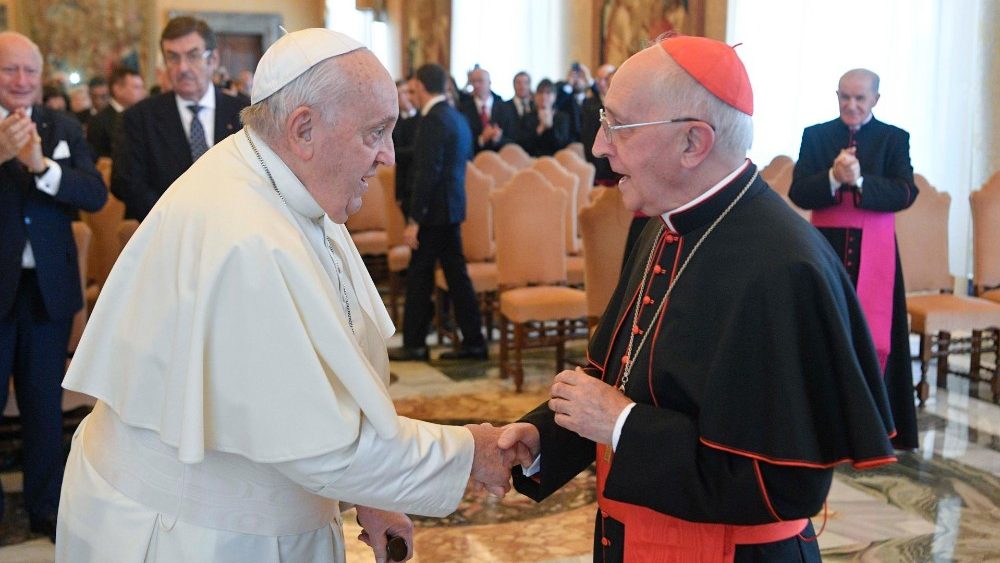 Папа падчас аўдыенцыі з дэлегацыяй Ордэна Гроба Хрыстовага ў Іерусаліме