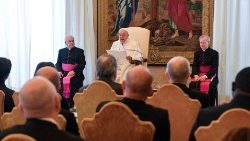 Pope Francis speaks to university chaplains and pastoral workers