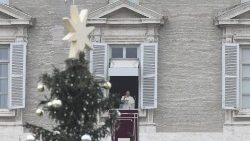 Papa Francesco saluta i fedeli prima della preghiera dell'Angelus
