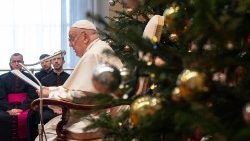 Il Papa durante il discorso al Corpo Diplomatico accreditato presso la Santa Sede