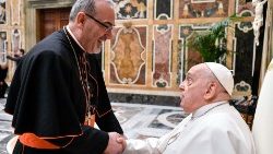Il cardinale Pizzaballa durante l'incontro di questa mattina con il Papa