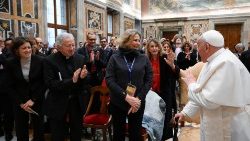 Miembros de la Asociación Internacional de los Periodistas Acreditados ante la Santa Sede - 22 de enero de 2024. (Vatican Media)