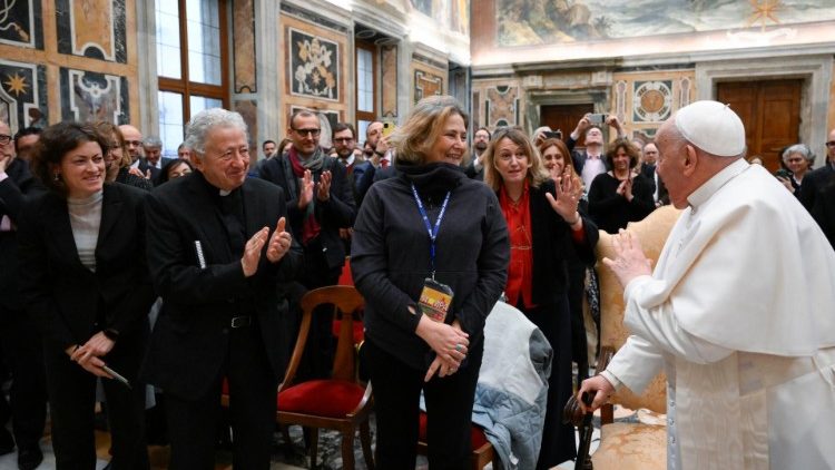 Miembros de la Asociación Internacional de los Periodistas Acreditados ante la Santa Sede - 22 de enero de 2024. (Vatican Media)