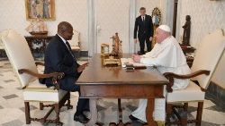 Pope Francis with Faustin Archange Touadera, President of the Central African Republic