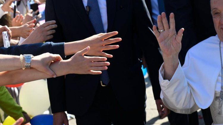 Image d'illustration. Lors du la visite de Pape FRançois à Verone en Italie le 18 mai 2024. 