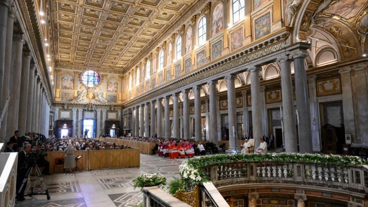 2024.08.05 Rugăciunea Vesperelor în solemnitatea ”Sfânta Maria a Zăpezii”. Fotografie din arhivă.