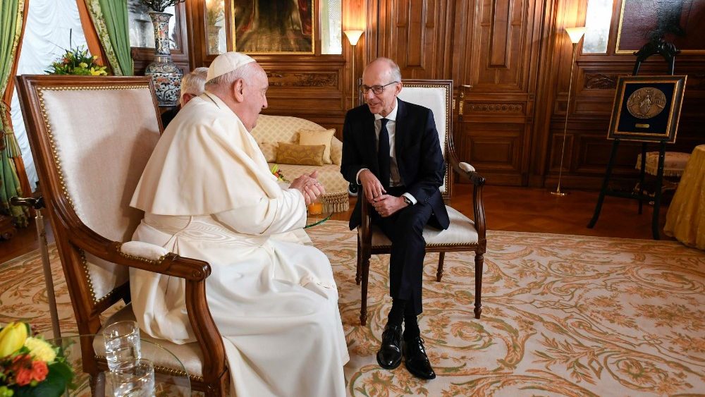 Падчас візіту Францішка ў Вялікагерцагскі палац у Люксембургу