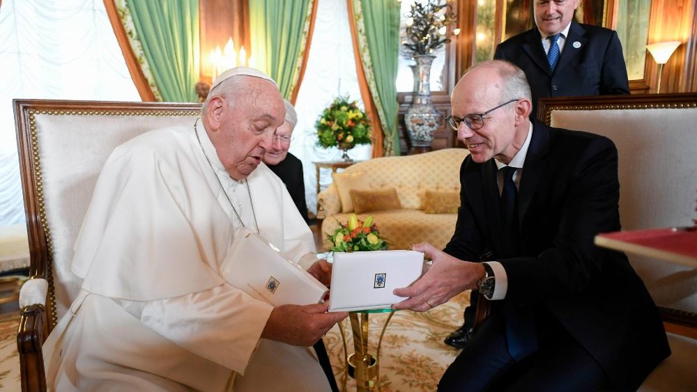 Падчас візіту Францішка ў Вялікагерцагскі палац у Люксембургу