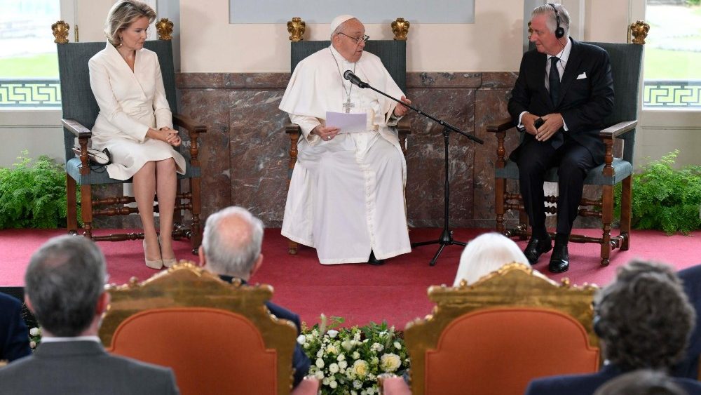 Сустрэча Папы з бельгійскімі ўладамі ў каралеўскай рэзідэнцыі ў Брусэлі