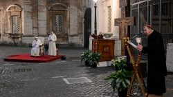 Кардинал Курт Кох читає молитву під час екуменічного моління з учасниками синоду (11 жовтня 2024)