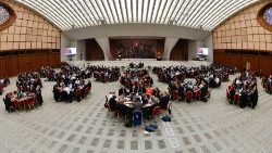 Archivbild: Die Arbeiten der Synode über die Synodalität in der Audienzhalle im Herbst 2024.