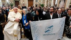 Pope Francis with participants in the Uniservitate Global Symposium ‘Service-Learning and the Global Education Pact’' 