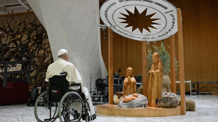 Pope Francis before the "Nativity of Bethlehem 2024" in the Paul VI Hall
