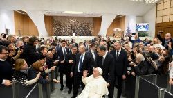 Pope Francis' audience in Vatican for the 80th anniversary of the Italian Catholic Teachers Association and the Union of Italian Catholic Teachers, Principals, Educators, and Trainers, and the 50th anniversary of the Association of Parents of Catholic Schools
