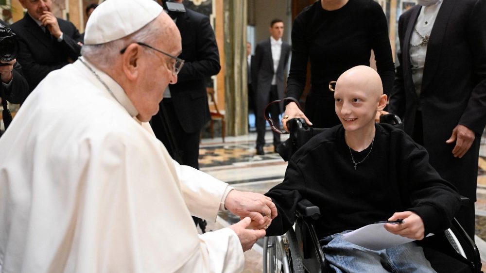 Сустрэча Папы з пацыентамі дзіцячай анкалагічнай клінікі Уроцлава (Польшча)