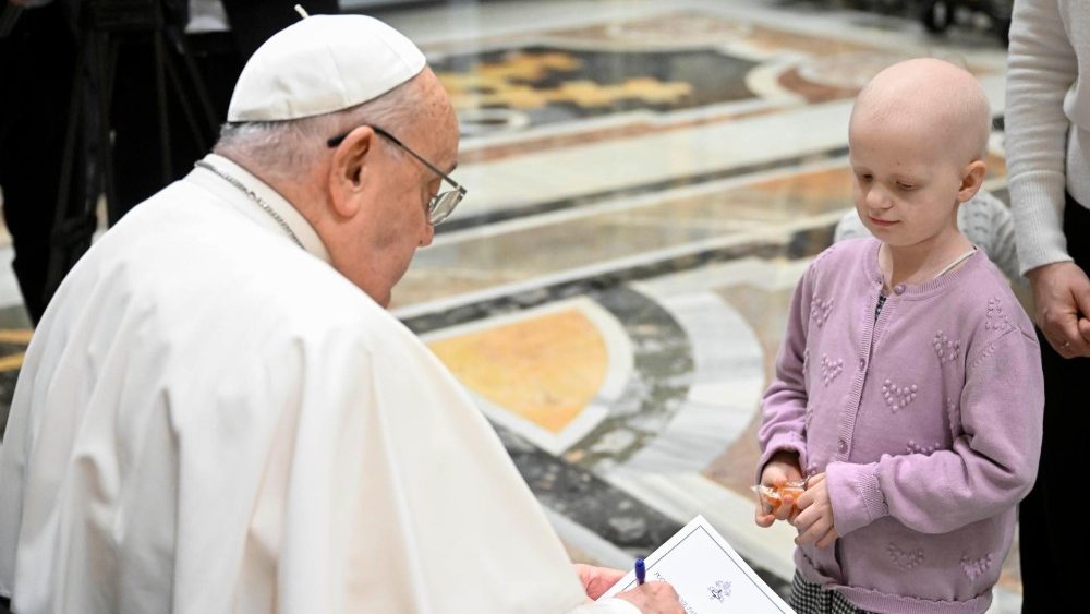 Сустрэча Папы з пацыентамі дзіцячай анкалагічнай клінікі Уроцлава (Польшча)