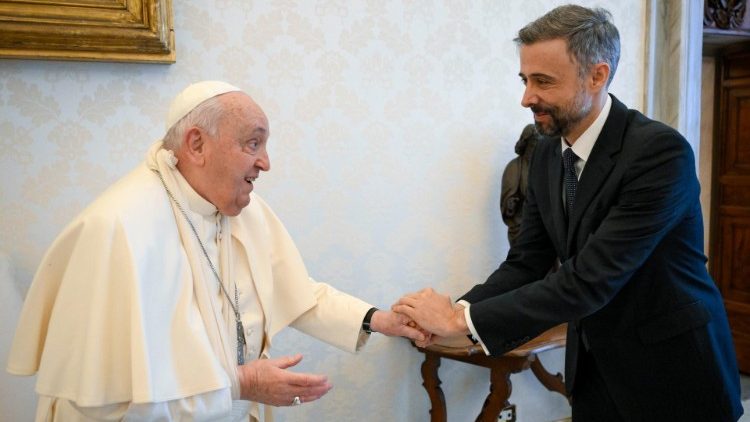 Papa Francisc și Alvaro Lario, președintele Fondului Internațional pentru Dezvoltarea Agricolă 