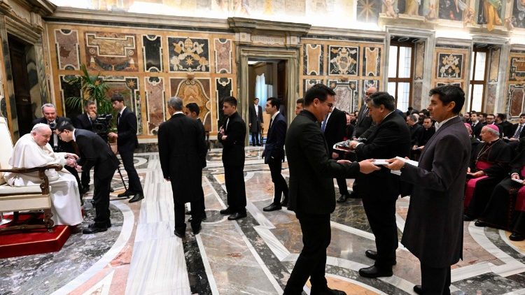 Valensijos seminaristai ir kunigai popiežiaus audiencijoje