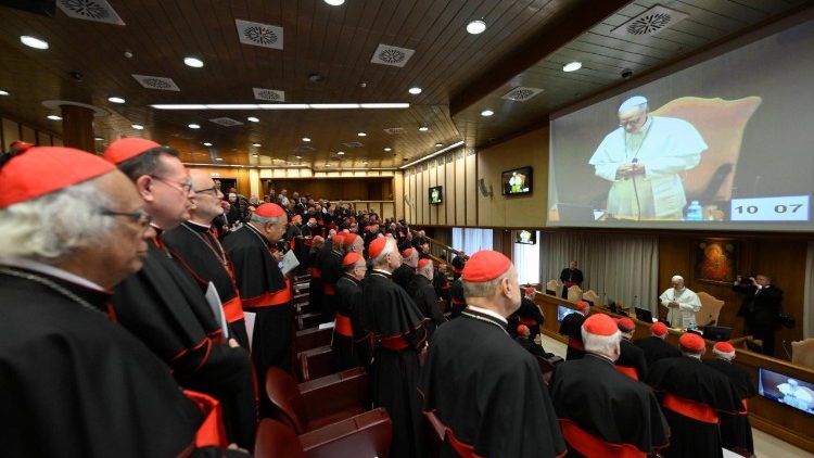 Кардыналы на першай сустрэчы з Львом XIV пасля яго абрання