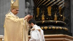 Papa Leão XIV durante missa com ordenação sacerdotal em 31 de maio de 2025