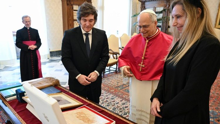 Pope Leo XIV meets with President Javier Milei of Argentina